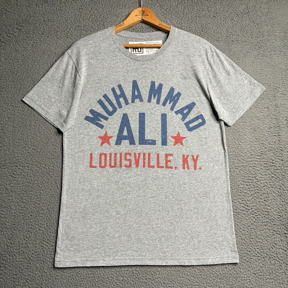 Roots of Fight T-Shirt Men Medium Muhammad Ali Float Like Butterfly Boxing Gray